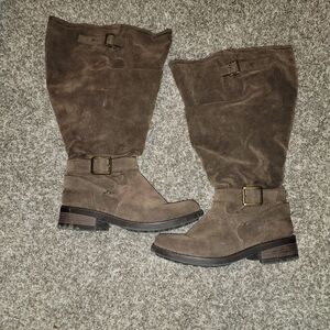 Torrid Womens Suede Knee-High Buckle Boots - Brown Size 9 Wide Extra Wide Calf